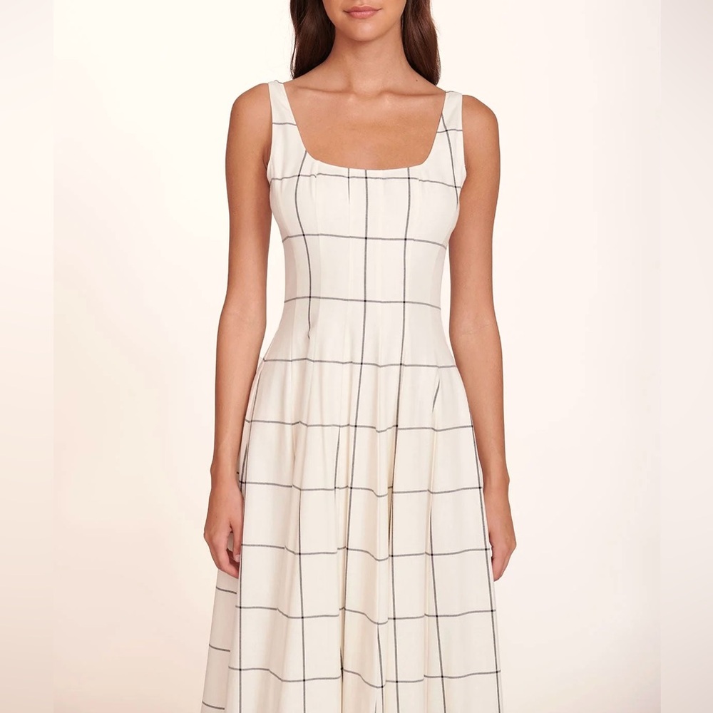 🌺🎉HP🎉🌺 NWOT Staud Wells Maxi Dress Ivory Plaid - Picture 8 of 16
